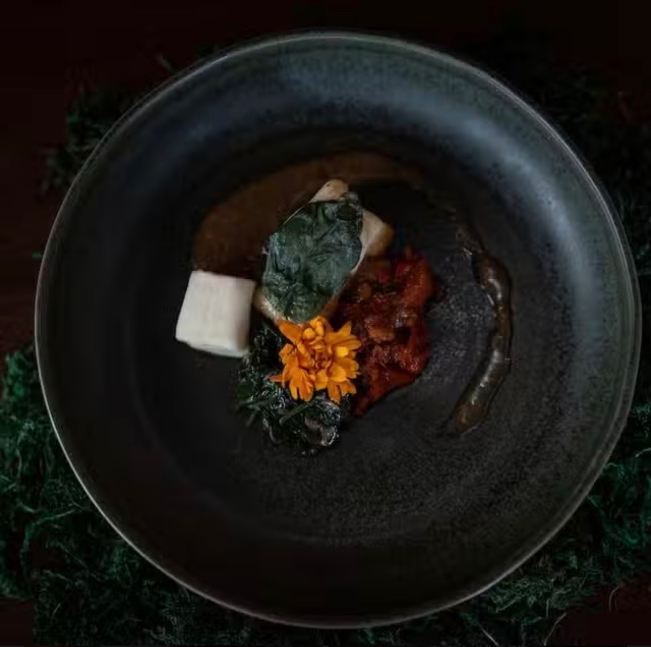 Seared fish with ata din din plated by Chef Tavion
